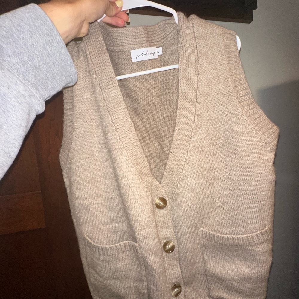 Petal & Pup Beige V-Neck Sweater Vest